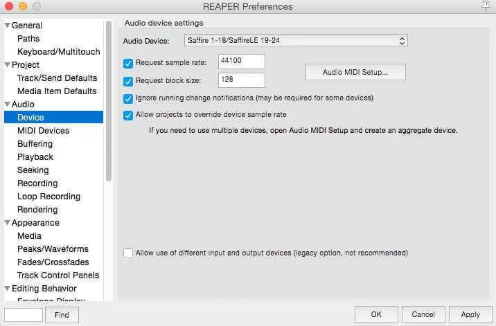 Input selection for tracks