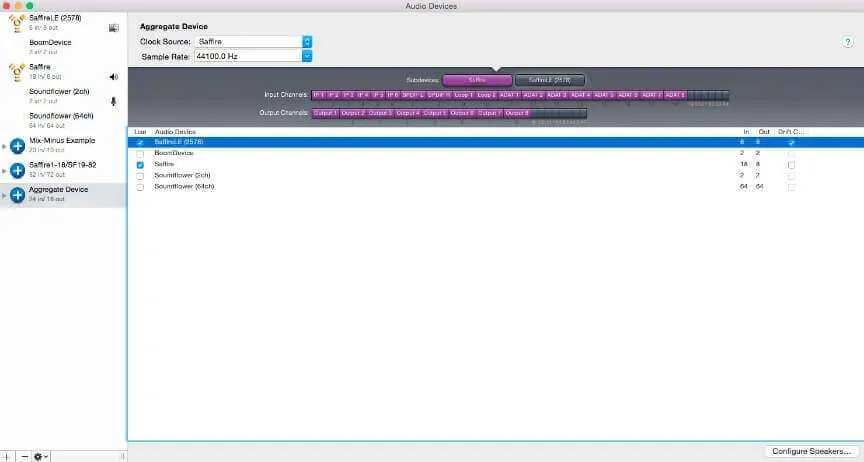 Adding SaffireLE to aggregate device