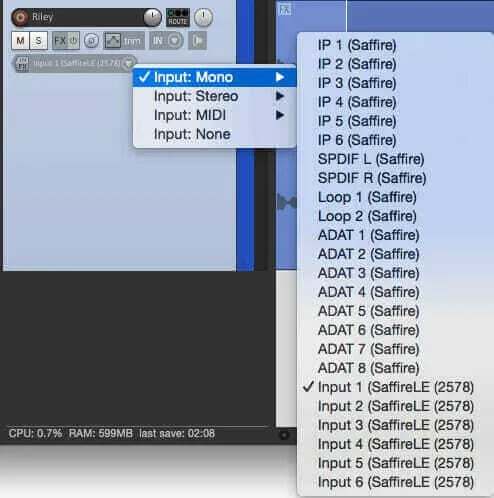 Track layout with labeled inputs