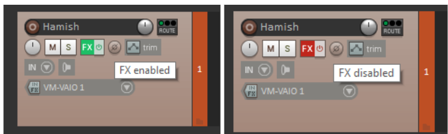 FX bypass button in Reaper